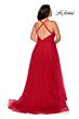 La Femme 29021 Rhinestone-Adorned Wrap-Style Bodice Plus Size Dress