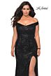 La Femme 29023 Sequin Cutout Back High Slit Plus Size Dress