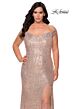 La Femme 29023 Sequin Cutout Back High Slit Plus Size Dress