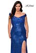 La Femme 29023 Sequin Cutout Back High Slit Plus Size Dress