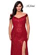 La Femme 29023 Sequin Cutout Back High Slit Plus Size Dress