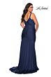 La Femme 29027 Center Slit Ruched Plus Size Dress
