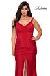 La Femme 29027 Center Slit Ruched Plus Size Dress