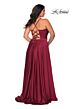 La Femme 29033 Faux Wrap-Style Bodice Lace-Up Back Plus Size Dress