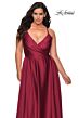 La Femme 29033 Faux Wrap-Style Bodice Lace-Up Back Plus Size Dress