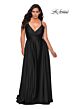 La Femme 29033 Faux Wrap-Style Bodice Lace-Up Back Plus Size Dress