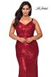 La Femme 29037 Crisscross Back V-Neck Plus Size Dress