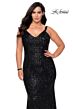 La Femme 29037 Crisscross Back V-Neck Plus Size Dress