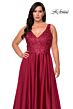 La Femme 29039 Rhinestone-Embellished Lace Bodice Plus Size Dress