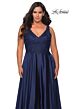 La Femme 29039 Rhinestone-Embellished Lace Bodice Plus Size Dress