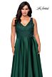 La Femme 29039 Rhinestone-Embellished Lace Bodice Plus Size Dress