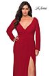La Femme 29044 Faux-Wrap Long Sleeve Plus Size Dress