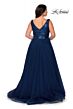 La Femme 29045 Sequin V-Neck Top A-Line Plus Size Dress