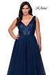 La Femme 29045 Sequin V-Neck Top A-Line Plus Size Dress