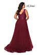 La Femme 29045 Sequin V-Neck Top A-Line Plus Size Dress