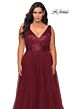 La Femme 29045 Sequin V-Neck Top A-Line Plus Size Dress