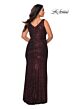 La Femme 29046 High Slit Faux-Wrap Sequin Plus Size Dress