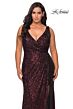 La Femme 29046 High Slit Faux-Wrap Sequin Plus Size Dress