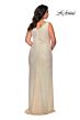 La Femme 29046 High Slit Faux-Wrap Sequin Plus Size Dress
