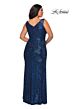 La Femme 29046 High Slit Faux-Wrap Sequin Plus Size Dress