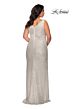 La Femme 29046 High Slit Faux-Wrap Sequin Plus Size Dress