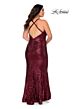 La Femme 29051 Cross Back V-Neck Sequin Plus Size Dress