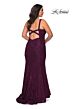 La Femme 29052 Rhinestone-Adorned Plunging V-Neckline Plus Size Dress