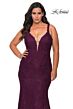 La Femme 29052 Rhinestone-Adorned Plunging V-Neckline Plus Size Dress