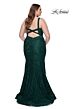 La Femme 29052 Rhinestone-Adorned Plunging V-Neckline Plus Size Dress
