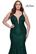 La Femme 29052 Rhinestone-Adorned Plunging V-Neckline Plus Size Dress