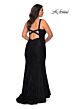 La Femme 29052 Rhinestone-Adorned Plunging V-Neckline Plus Size Dress
