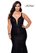 La Femme 29052 Rhinestone-Adorned Plunging V-Neckline Plus Size Dress