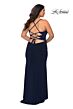La Femme 29055 Lace Up Back High Slit Plus Size Dress