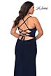 La Femme 29055 Lace Up Back High Slit Plus Size Dress
