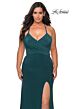 La Femme 29055 Lace Up Back High Slit Plus Size Dress