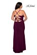 La Femme 29055 Lace Up Back High Slit Plus Size Dress