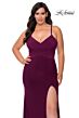 La Femme 29055 Lace Up Back High Slit Plus Size Dress