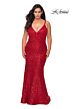 La Femme 29063 Sequin Cutout Back Plus Size Dress