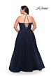 La Femme 29071 Halter-Strap Neckline Lace-Up Back Plus Size Dress