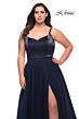 La Femme 29072 V-Neckline A-Line Silhouette Plus Size Dress
