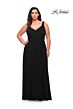 La Femme 29075 Surplice V-Neckline Banded Waist Plus Size Dress