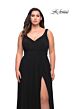 La Femme 29075 Surplice V-Neckline Banded Waist Plus Size Dress