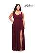 La Femme 29075 Surplice V-Neckline Banded Waist Plus Size Dress