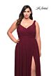 La Femme 29075 Surplice V-Neckline Banded Waist Plus Size Dress
