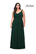 La Femme 29075 Surplice V-Neckline Banded Waist Plus Size Dress
