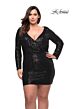 La Femme 29396 Wrap-Style Bodice Long Sleeves Plus Size Dress