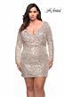 La Femme 29396 Wrap-Style Bodice Long Sleeves Plus Size Dress