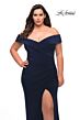La Femme 29397 Foldover Off-The-Shoulder Ruched Plus Size Dress