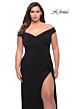 La Femme 29474 Off-The-Shoulder Ruched Knot Bodice Plus Size Dress
