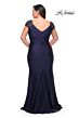 La Femme 29481 Rhinestone-Embellished Cap Sleeve Plus Size Dress